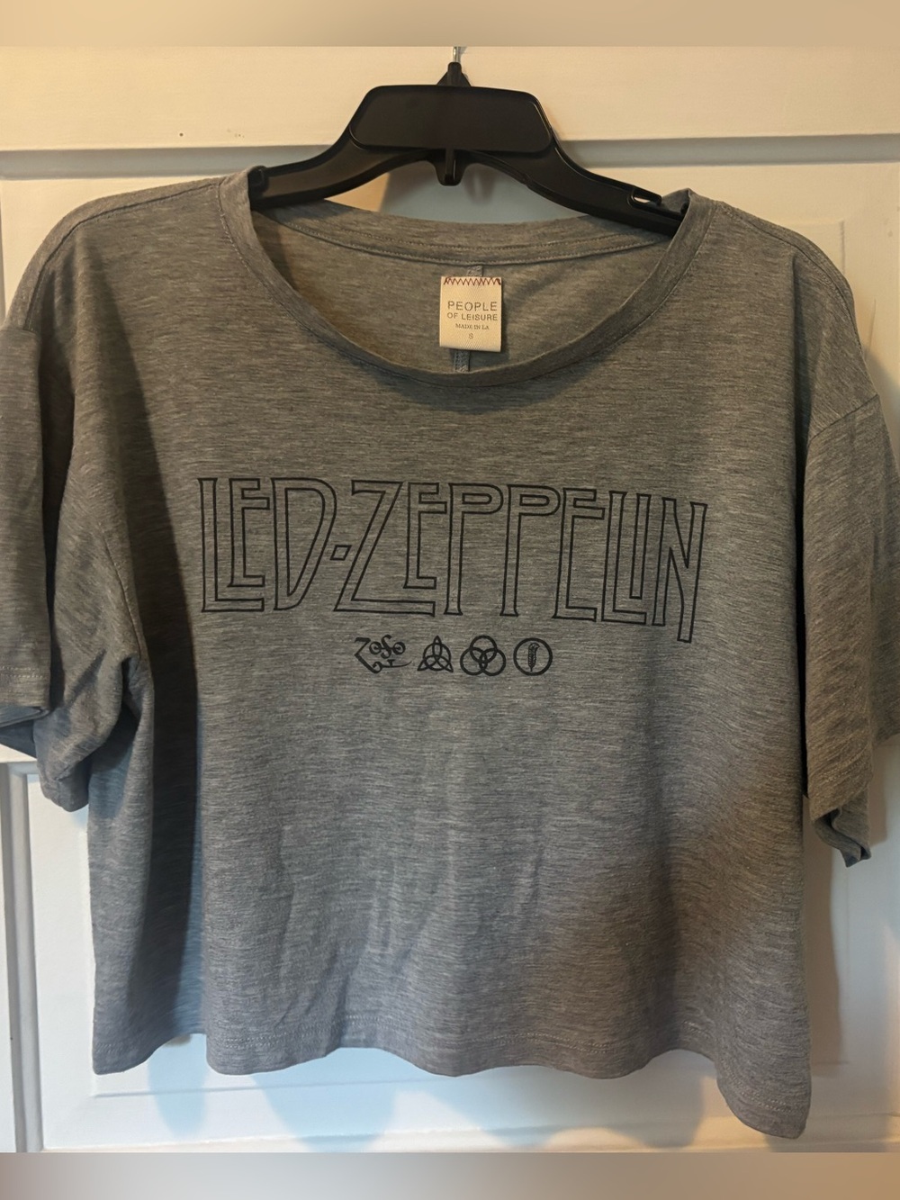 Led Zeppelin “People of Leisure” Gray Logo Crop Tee